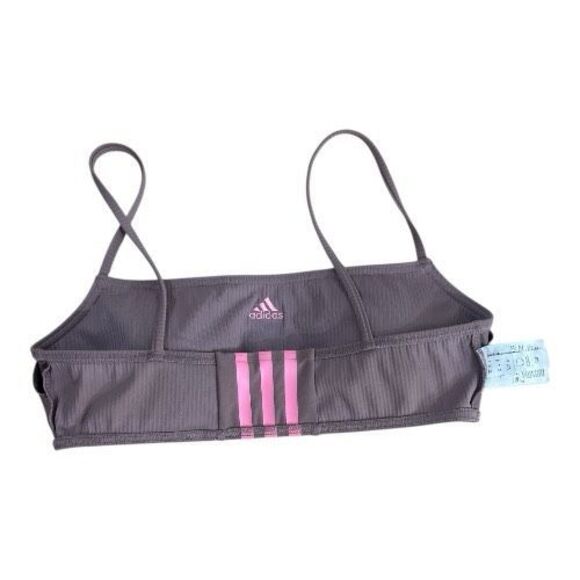 Adidas Iconisea Ribbed Lilac/Pink Bikini Top Size M Medium Support Pull-On - Picture 7 of 11